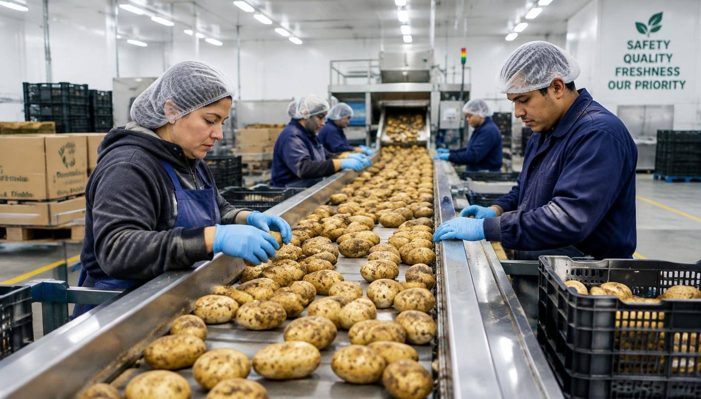 Race-West produce moving through a packing line